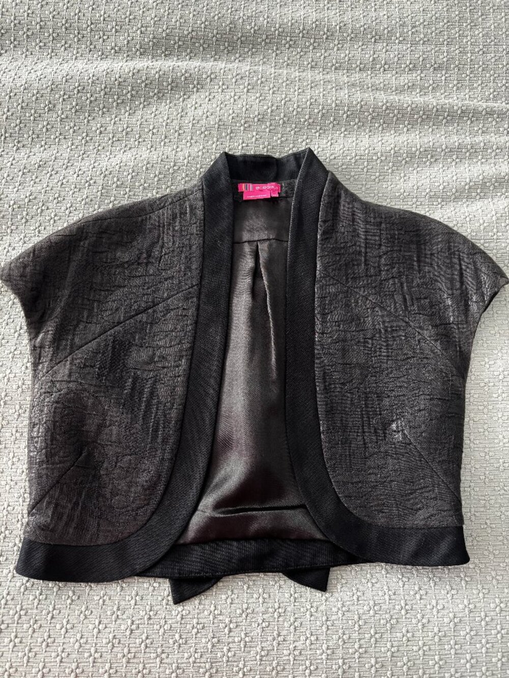 BCBG Brocade Cropped Jacket - Black XS